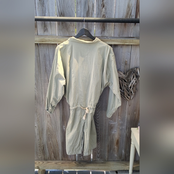 Khaki green drawstring women's jacket - Picture 3 of 4